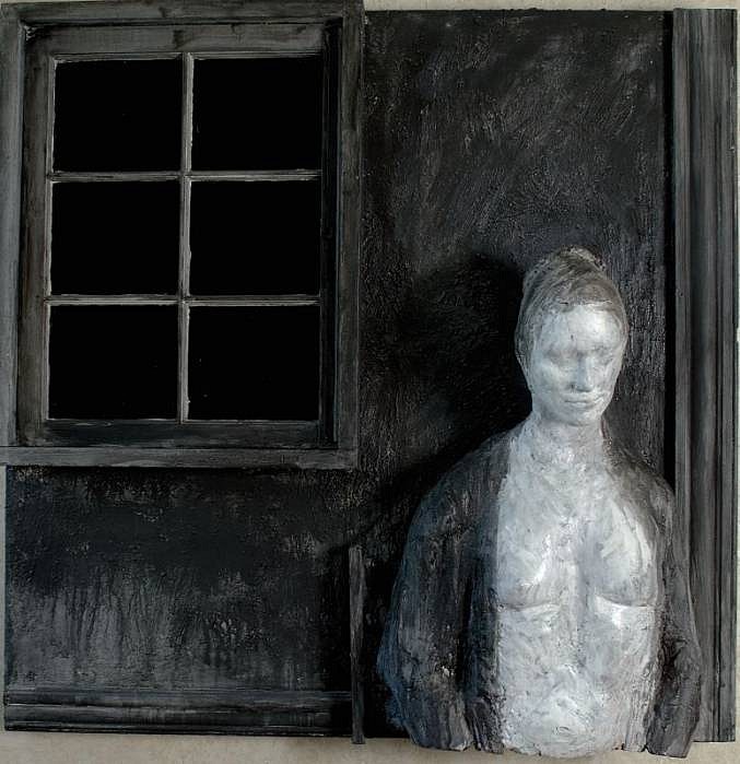 George Segal, Woman Against Black Window
1989-90, Plaster, Acrylic Paint, Wood, Glass