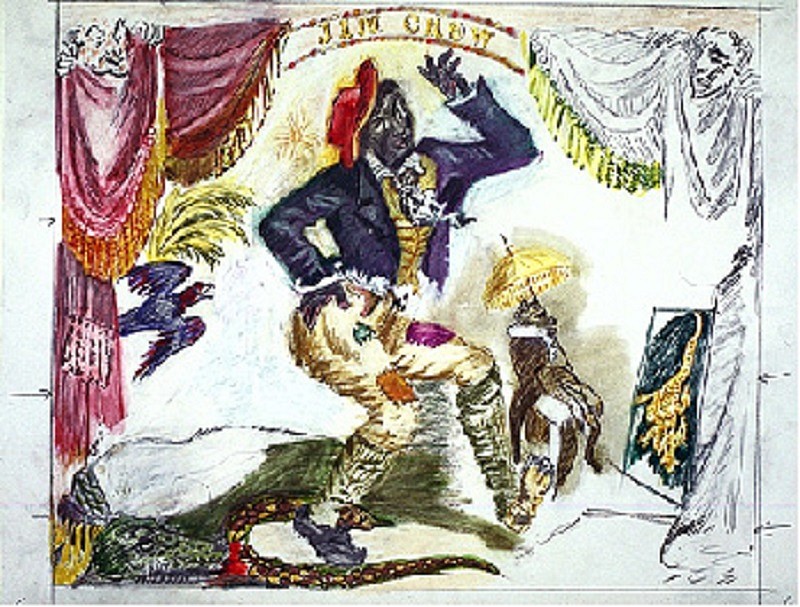 Larry Rivers, Thomas Rice in the Role of Jim Crow The Minstrel Dancer, The Auction and Other Visions of Slavery
1994, Pencil and Colored Pencil on Paper