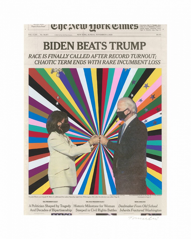 Fred Tomaselli, Biden Beats Trump (November 8, 2020)
2021, Archival Inkjet Print and Silkscreen on Paper